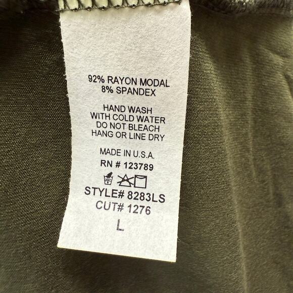 Karlie Mock Neck Solid Long Sleeve Dress Size L Olive Green Pockets New - Picture 5 of 6